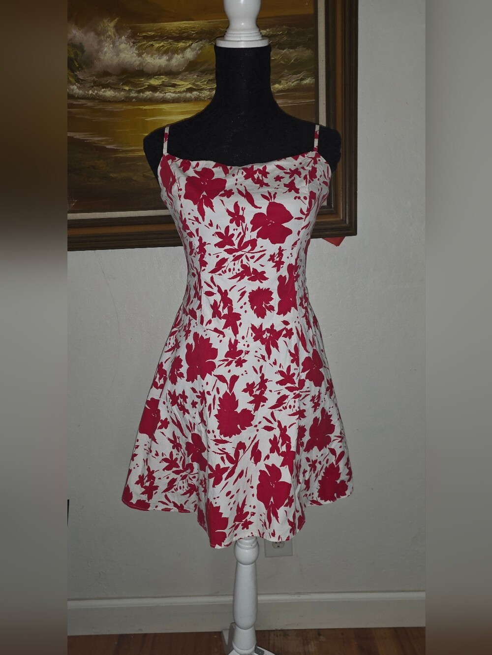 Vintage Ruby Rox Y2K White & Red Floral Fit & Flare Summer Dress